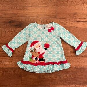 Emily Rose Christmas Tunic Shirt Santa Ruffles Christmas Shirt Toddler 3T